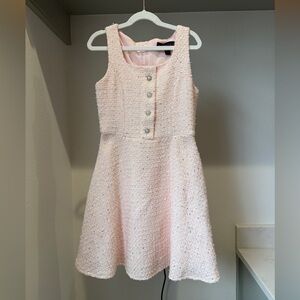 Charming Pink Sleeveless Girls’ Dress w Pearl Buttons
